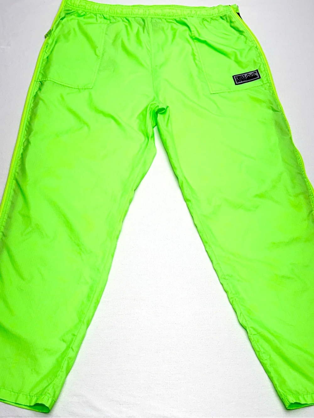 Vintage 90s First Down Track Pants XXL Neon Green Tearaway Zip Streetwear